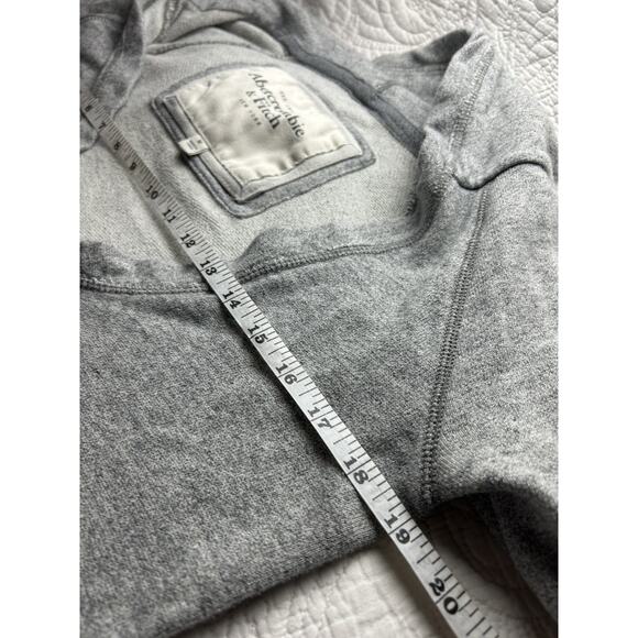 Vtg Abercrombie & Fitch V Neck Hoodie Womens Sz Medium Grey Y2K Pocket Cozy Long - Picture 5 of 7